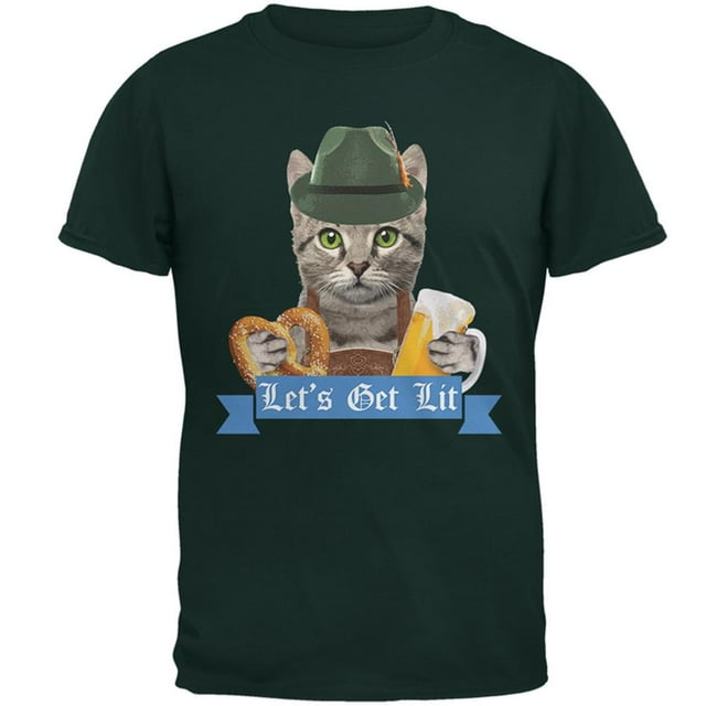 Oktoberfest Funny Cat T-Shirt pour Homme Let's Get Lit Forêt