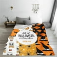 thumbnail image 3 of Halloween Blanket Text Style 100 * 150Cm The soft blanket is printed with black bats and decorative pumpkinsPolyester Blanket, Polyester Multi-color, 3 of 8