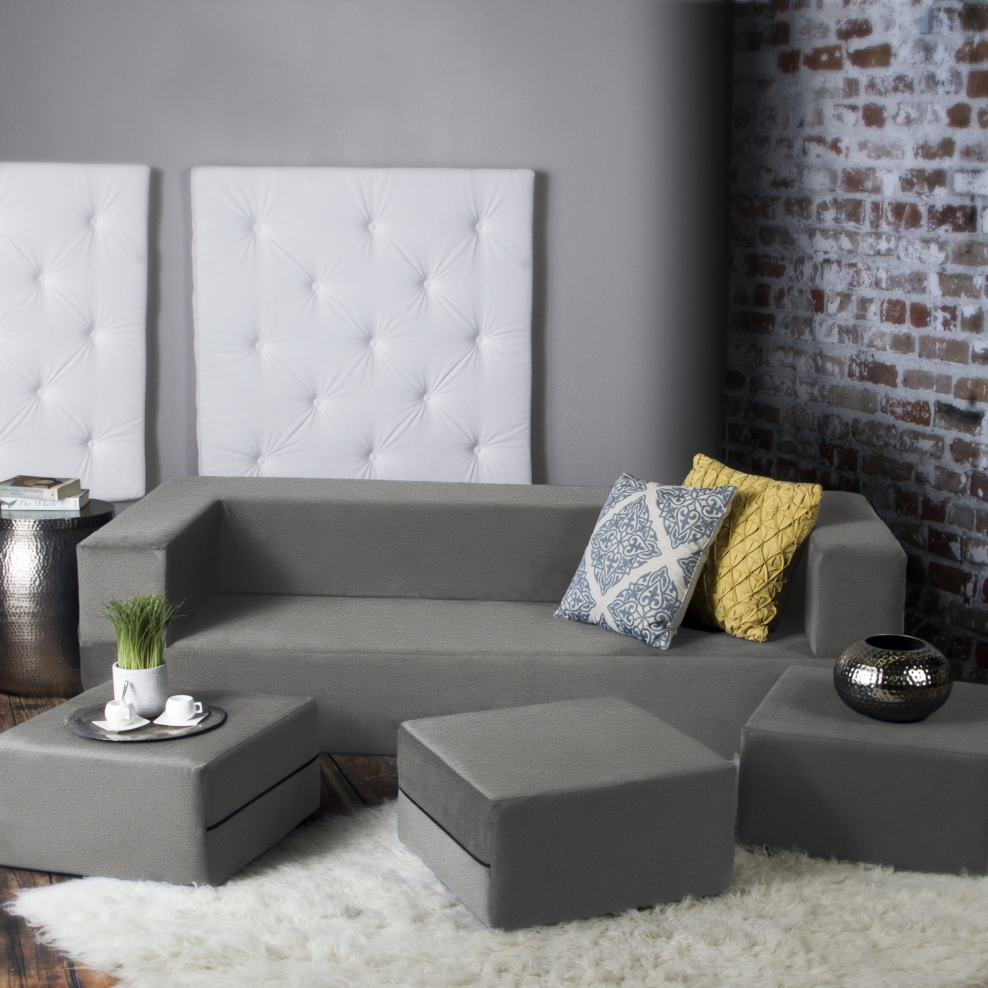 Porch Den California King Convertible Sleeper Sofa and Ottomans