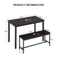 thumbnail image 4 of PUKNLY Dining Furniture Set, Bar Table with 2 Dining Benches for 4 People, Kitchen Table Counter with Chairs, Industrial for Kitchen Breakfast Table Living Room Party Room,Black, 4 of 13
