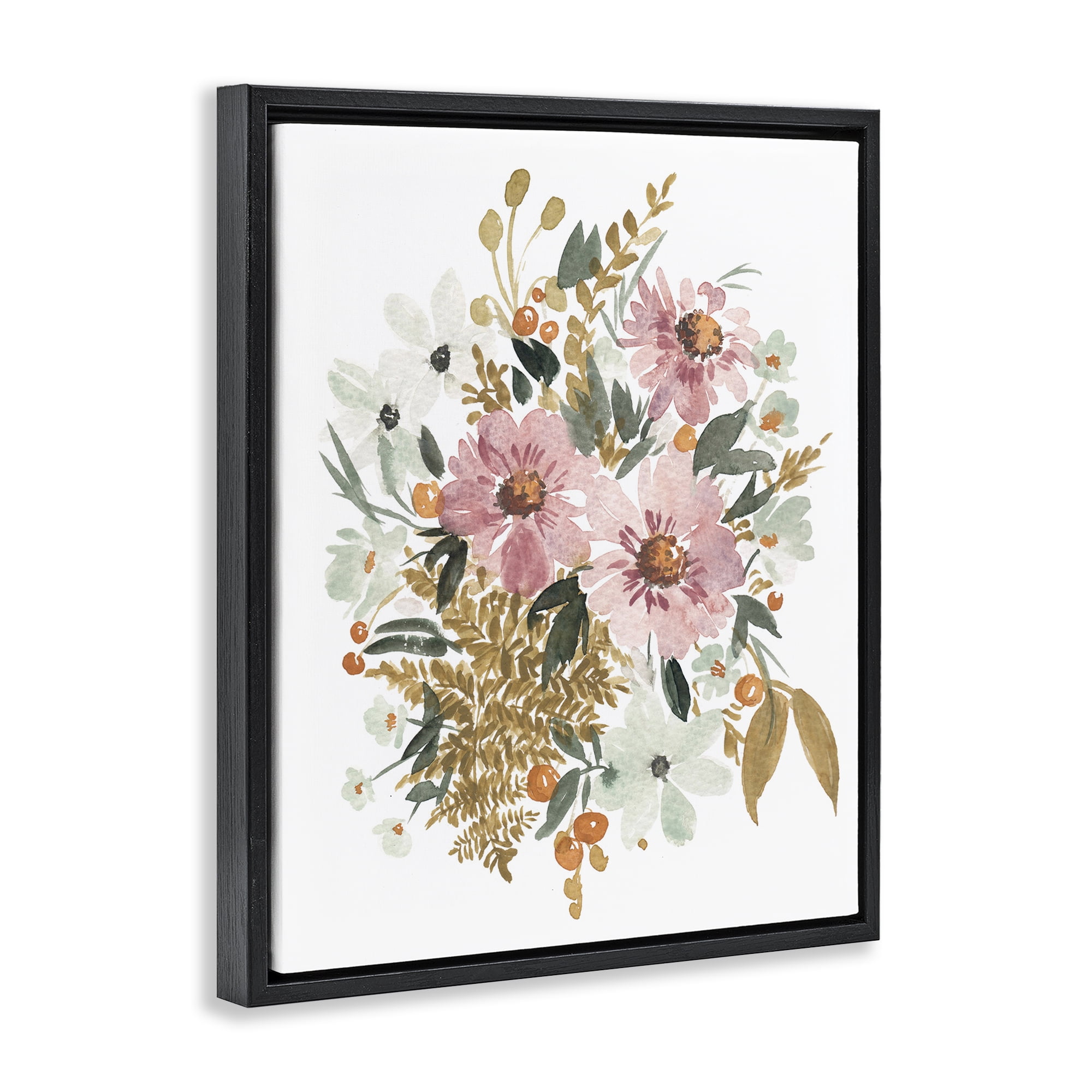 Stupell Industries Bundle Of Wildflowers Botanical & Floral Painting Black Floater Framed Art Print Wall Art, 17 x 21