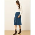thumbnail image 3 of DARING DIVA Women's A-Line Button Front Belted Midi Skirts 2XL Peacock Blue, 3 of 6