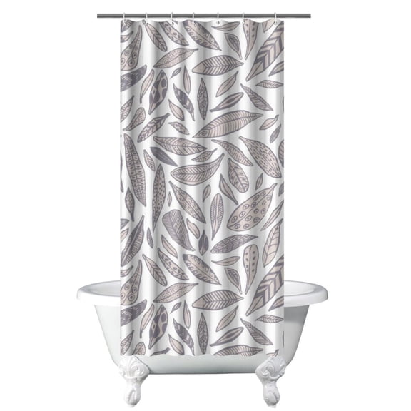 Small Stall Narrow Shower Curtain 36"W x 72"L – Tropical Bohemian Leaves, Mid-Century Abstract Boho Botanical Bathroom Decor, Vintage Floral Palm Leaf Pattern, Rustic Tribal Folk Style