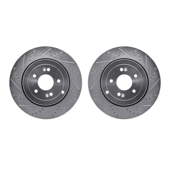 Dynamic Friction Company Rear Brake Rotors-Drilled and Slotted-Silver 7002-03046