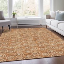 Addison Rugs Chantille Indoor/Outdoor Transitional Circles Terracotta Washable Rectangle Rug, 5' x 7'6"
