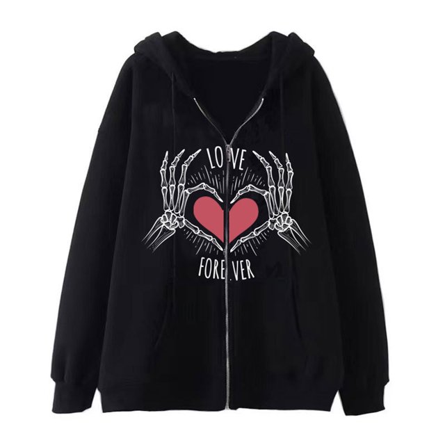 WILLBEST Sudadera con Capucha y Cremallera para Hombre y Mujer, Otoño e Invierno, Estilo Dark Wind Hop Bone XXGrande