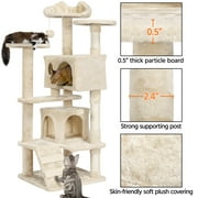 Alden Design 54.5 H Double Condo Cat Tree with Scratching Post Tower, Beige