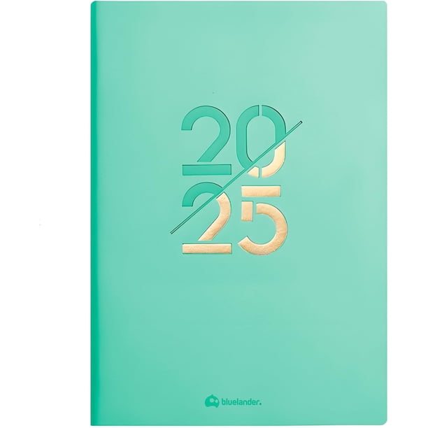 Agenda 2025 Bluelander con Pestañas Diario, Semanal, Mensual, Turquesa