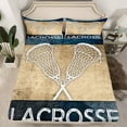 thumbnail image 2 of Homewish Ball Sport Lovers Twin Sheet Sets,Lacrosse Game Twin Fitted Sheet,Brown Deepblue Flat Sheet For Boys Kids,Ultra Soft Home Decor,3 Pieces, 2 of 7