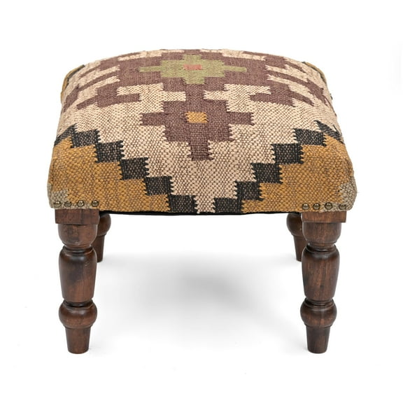 Natural Furnish Handmade Jute Soft Ottomans Square Shape Stool for Sitting and Foot Rest with Wooden Legs, Entryway Modern Stool for Living Room, Bedroom, Hall (Yellow, L40 cm x W40 cmx H35 cm)