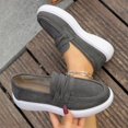 thumbnail image 2 of Wensltd Women Loafers Flat Solid Color Round Toe Vintage Shoes for Spring Fall Outdoor and Casual Wear Gray, 2 of 8