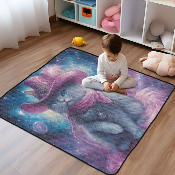 WOBOGO Mystery Kitten Baby Playmats Extra Large Waterproof Rollable Activity Pads for Toddlers 50×50inch