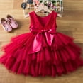 thumbnail image 5 of Ulitacool Toddler Girl Dress 4-5 Years Children Sleeveless Bowknot Embroidery Dresses Dress Elegant Playsuit Red, 5 of 7