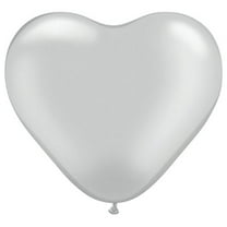 6 inch Qualatex Hearts - Silver Latex Balloons (10 Pack) - Party Supplies Decorations