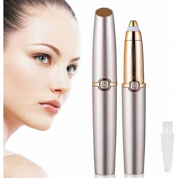 Eyebrow Epilator, Eyebrow Hair Remover for Women, Battery Operated Electric Eyebrow Trimmer and Shaper for Smooth Trimming, Rose Gold Eyebrow Razors