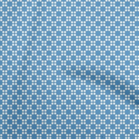 oneOone Viscose Chiffon Medium Blue Fabric Asian Block Floral Diy Clothing Quilting Fabric Print Fabric By Yard 42 Inch Wide