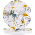 thumbnail image 1 of RYLABLUE Oil Painting Texture Spring Bloom Flower White Daisy Set of 6 Car Coaster for Drinks, Absorbent Ceramic Stone Coasters Cup Mat with Cork Base for Home Kitchen Room Coffee Table Bar Decor, 1 of 5