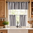 thumbnail image 4 of QualiVow 3-Piece Buffalo Check Kitchen Curtain Set, Farmhouse Gingham Valance and Tiers, Rod Pocket Window Decor, 4 of 7