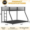 thumbnail image 6 of Sesslife Metal Twin Over Full Bunk Bed, Low Profile Metal Bunk Bed with Ladder and Full-Length Guardrail, Heavy-Duty Metal Low Bunk Beds For Teens Adults, No Box Spring Needed, Black, 6 of 10