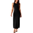 thumbnail image 2 of INSPIRAR CHIC Conjunto de Vestido de Dos Piezas para Mujeres, Vestido A-Line de Manga Larga con Frente Torcido, XL Negro, 2 of 5