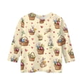 thumbnail image 4 of LTTVQM Girls Easter Shirts 3/4 Sleeve Funny Eggs Bunny Graphic Tee Comfy Crewneck Blouse Trendy Outfits Beige 12-13 Years, 4 of 5