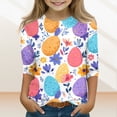 thumbnail image 2 of LTTVQM Easter Shirts for Girls 3/4 Sleeve Funny Rabbit Eggs Print T Shirts Loose Fit Round Neck Blouse Trendy Outfits Multicolor 12-13 Years, 2 of 5