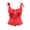 Red, variant on Oplxuo Women's Renaissance Vintage Corset Bustier Chic Wave Hem Lace Up Tie Front Overbust Bodice Bodyshaper Tops