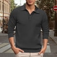 thumbnail image 4 of Mens Polo Shirts Long Sleeve Button Tees Shirt Lightweight Grey Men's Tops, 4 of 4