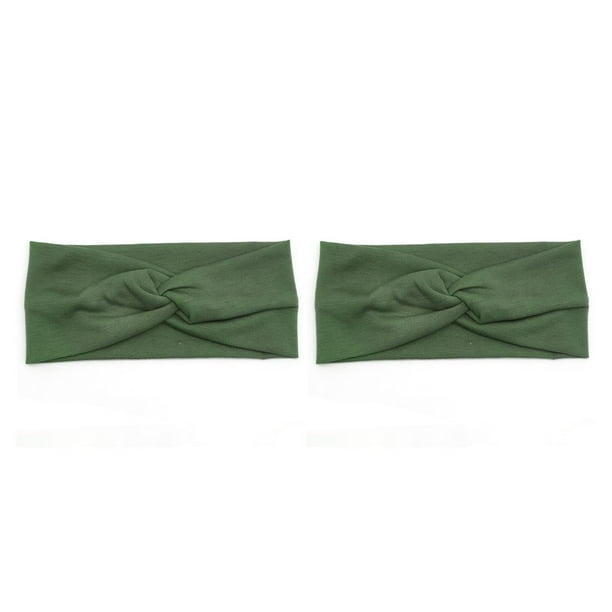 Minnieouse Diadema de ganchillo Banda para la cabeza deportiva Banda ancha de alta elasticidad Accesorios para el peinado del cabello para Yoga Ejercito verde 2piezas Minnieouse CBP380821