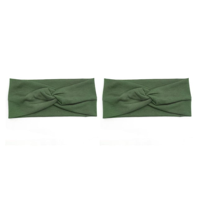 Minnieouse Diadema de ganchillo Banda para la cabeza deportiva Banda ancha de alta elasticidad Accesorios para el peinado del cabello para Yoga Ejercito verde 2piezas Minnieouse CBP380821