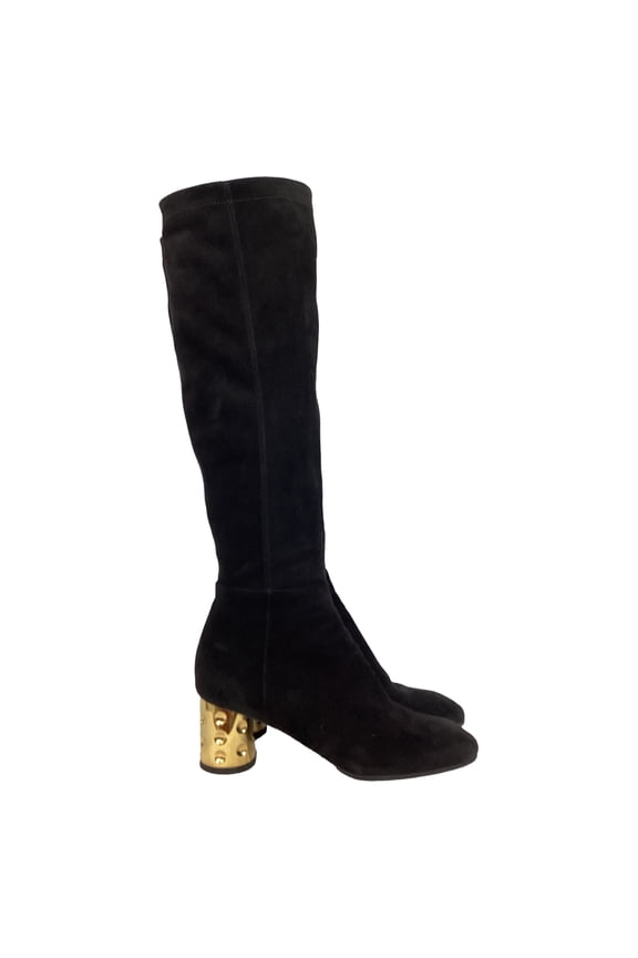 Pre-Owned Louis Vuitton Zipped Over-The-Knee Boots in Black Suede
