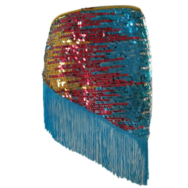 Cinturón de danza de vientre Zulema con lentejuelas 132 cm azul