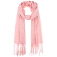thumbnail image 1 of BUFANDA INSPIRADORA CHIC de imitación cachemira, bufandas largas de flecos de color sólido para mujeres y hombres 78.7"x27.6" Rosa claro, 1 of 6