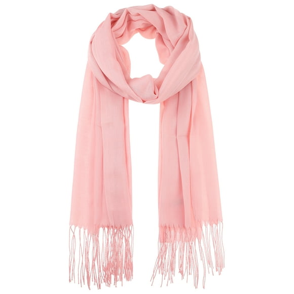 BUFANDA INSPIRADORA CHIC de imitación cachemira, bufandas largas de flecos de color sólido para mujeres y hombres 78.7"x27.6" Rosa claro