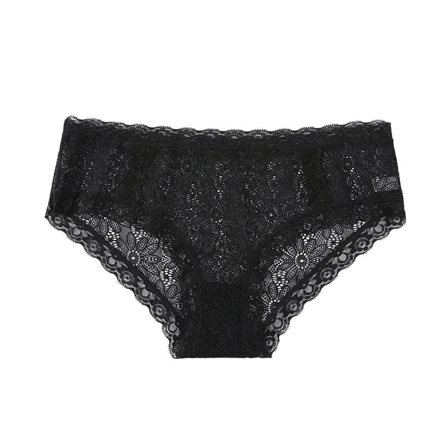 Gibobby Pantys para Mujer Bragas de mujer, Tanga, conjunto de colores, lencería opcional, bragas de Tanga de encaje con lados de flores huecas(Negro, L)