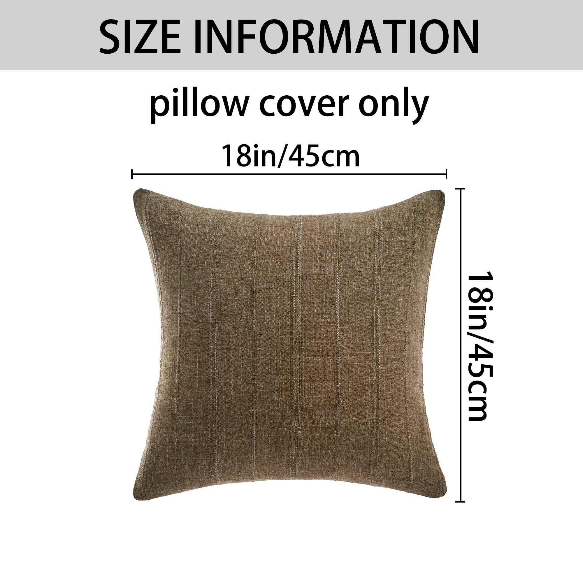 Unique Bargains Linen Soft Solid Throw Pillow Covers Pack of 2 Dark Brown 18" x 18"