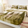 thumbnail image 3 of Homewish Pine Tree Full Size Sheets,Tropical Botanical Plant Bed Sheets,Yellow White Sheet Sets For Mane Women,Super Cozy Room Decor,4 Pieces, 3 of 7