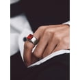 thumbnail image 3 of Bandmax Gemstone Birthstone Rings for Men Women Stainless Steel Cubic Zirconia Signet Ring with Ruby Bands for Men Dad Father's Day, 3 of 7