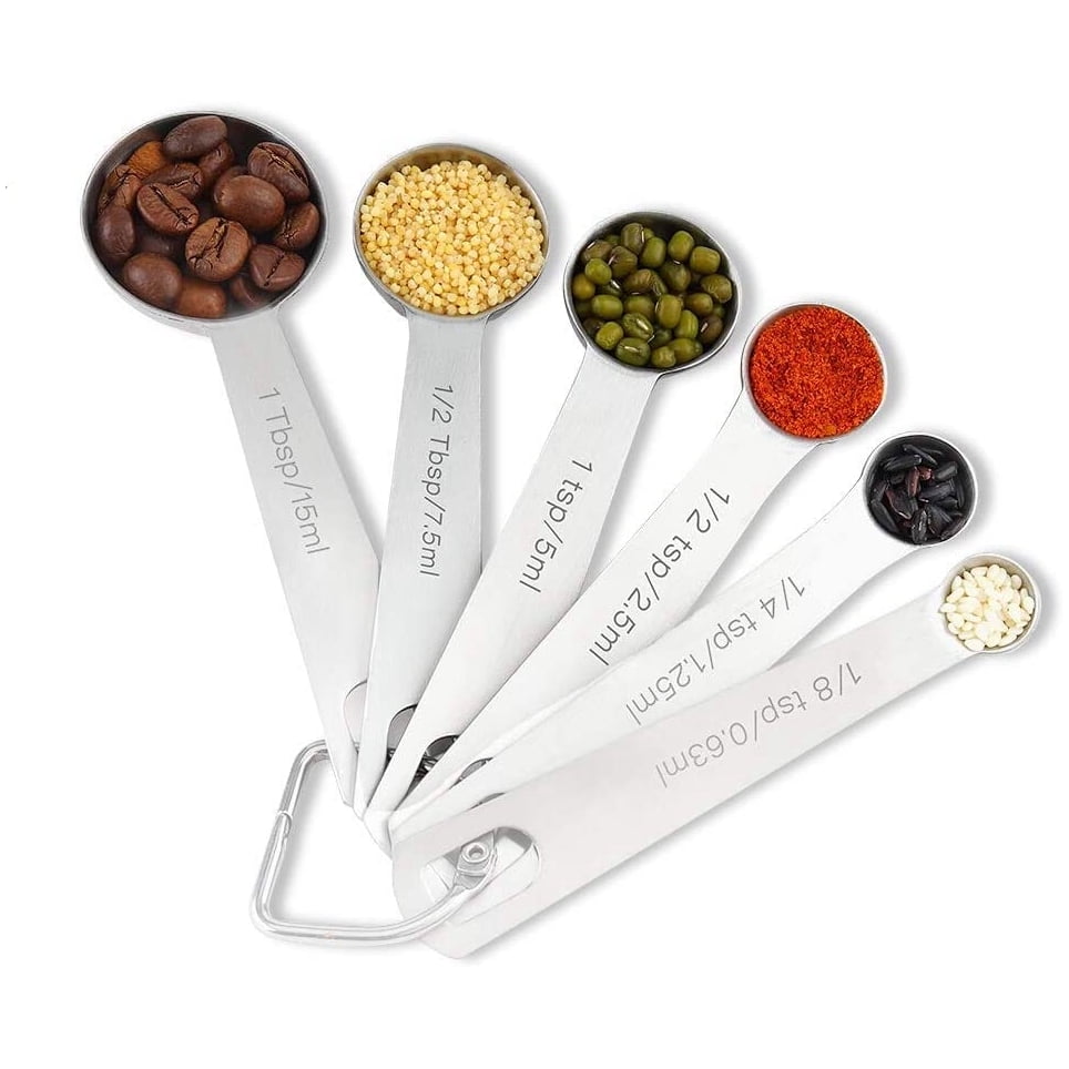 6PCS Measuring Spoons, Stainless Steel Metal Kitchen Measuring Tools Set, for Cooking Baking