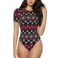 thumbnail image 1 of Fotbe red Minimalist Snowflake Body de Mujer con Cuello Redondo y Mangas Cortas, Sin Mangas Ajustado, Suave, Cómodo y Básico-Small, 1 of 7