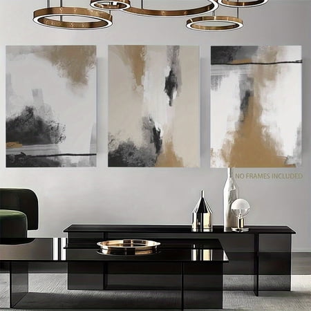 2D Flat, 3pcs Modern Minimalist Abstract Line Art - Neutral // Frameless Vertical Gallery Wall Prints, Scandinavian Nordic Winter Suitable for Living Room, Bedroom, Office - / Vertical Wall Decor,