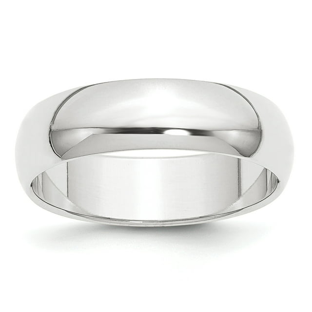 Bande de Mariage Demi-Ronde en Platine 6mm Taille 10