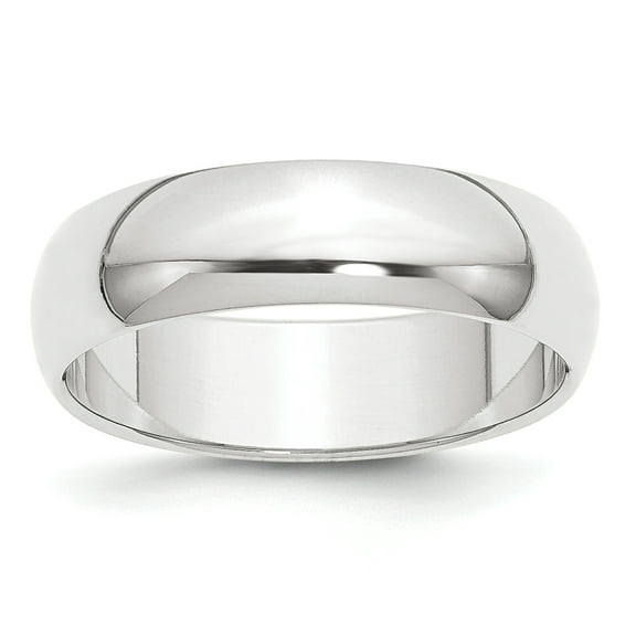 Platinum 6mm Half-Round Wedding Band Ring Size 9.5