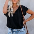 thumbnail image 1 of Puntoco Moda Mujer Casual Cuello en V Sólido Corto Volantes Manga Camiseta tops Blusa Puntoco Puntoco-4762, 1 of 9