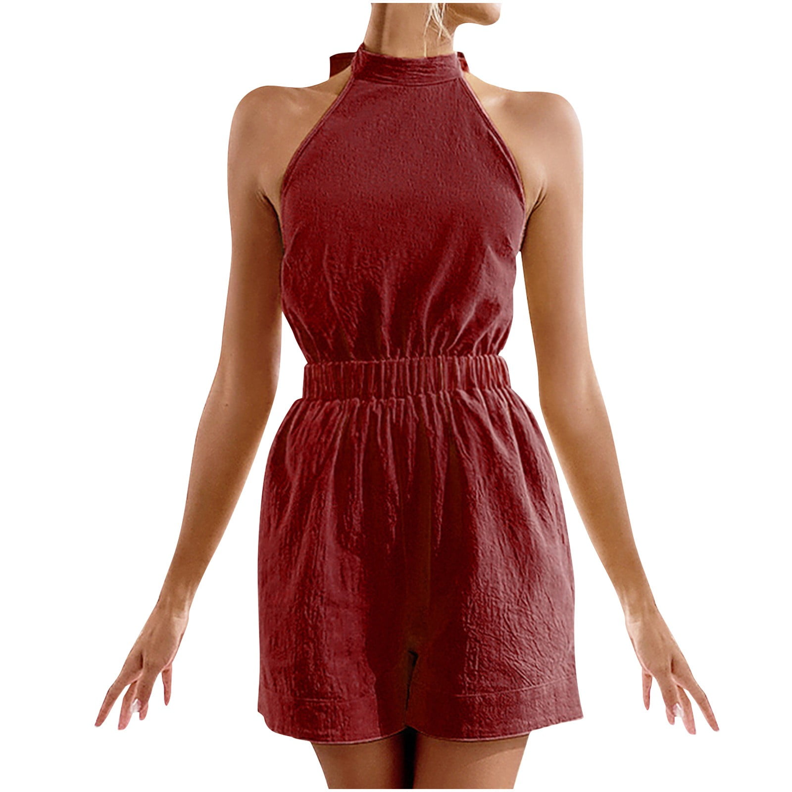 LSLJS Women s Stylish Casual Sleeveless High Waist Romper Shorts Womens Jumpsuit Gifts for Women