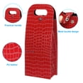 thumbnail image 3 of Uxcell 2 Bottle Wine Gift Bag, Wine Bag Reusable Leather Wine Tote Carrier for Wine Bottles Portable, Red, 3 of 5