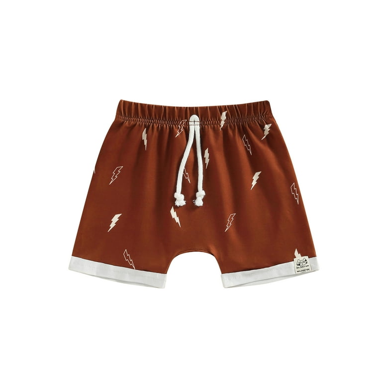 Toddler Baby Boy Shorts Summer Stripe Lightning Print Athletic