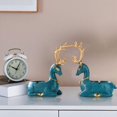 thumbnail image 4 of Pareja Deer Estatua Animal Estatua Artesanía Resina Para Office Home Azul Fernando Cenicero de estatua de ciervo, 4 of 7