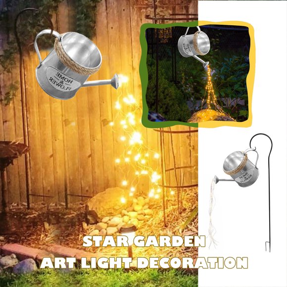 Cagogo 2Pcs Garden Art Light Decoration, 32" LED Twisted Wire Starry Sky Shower, Outdoor Fairy Tale Landscape Lighting, Automatic Timer Battery Powered Garden Decor for Patio Lawn Yard