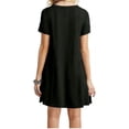thumbnail image 2 of Uhndy Women's Summer Casual Dress Short Sleeves Crew Neck Knit T Shirt Swing Dress Black L-LQ, 2 of 2